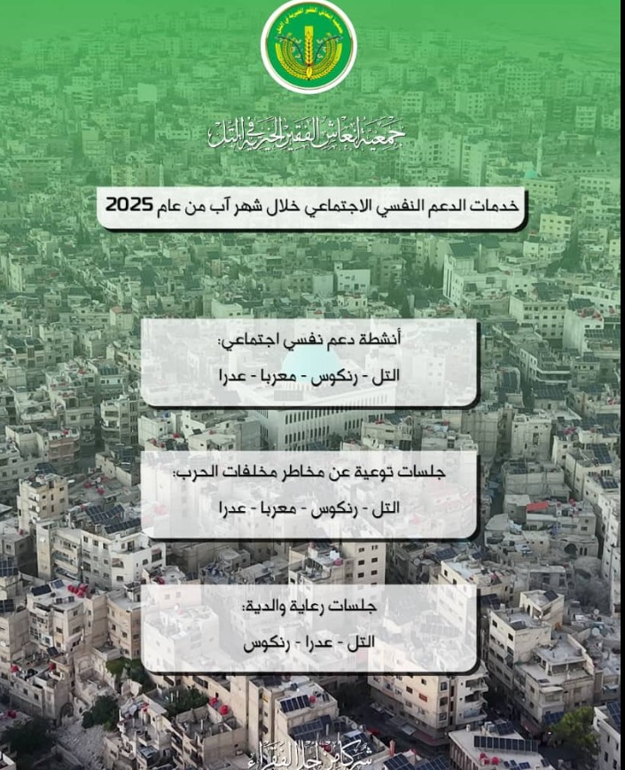 إنجازات جمعية إنعاش الفقير – للشهر 8 -  آب 2025